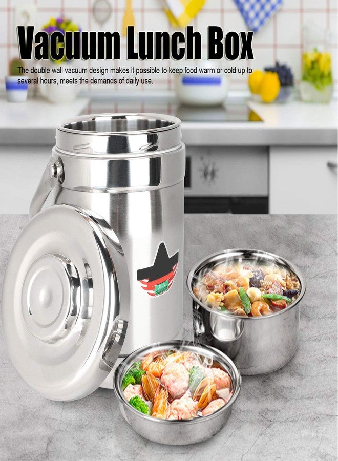 Jacksing Vacuum-Insulated Food Jar, 1.8L Straight Shape Double-Wall Vacuum Insulated Lunch Box, Stainless Steel Hot Food Container and Lunch Container Bento Box for Food Flask Wide Mouth, Silver - Image 2